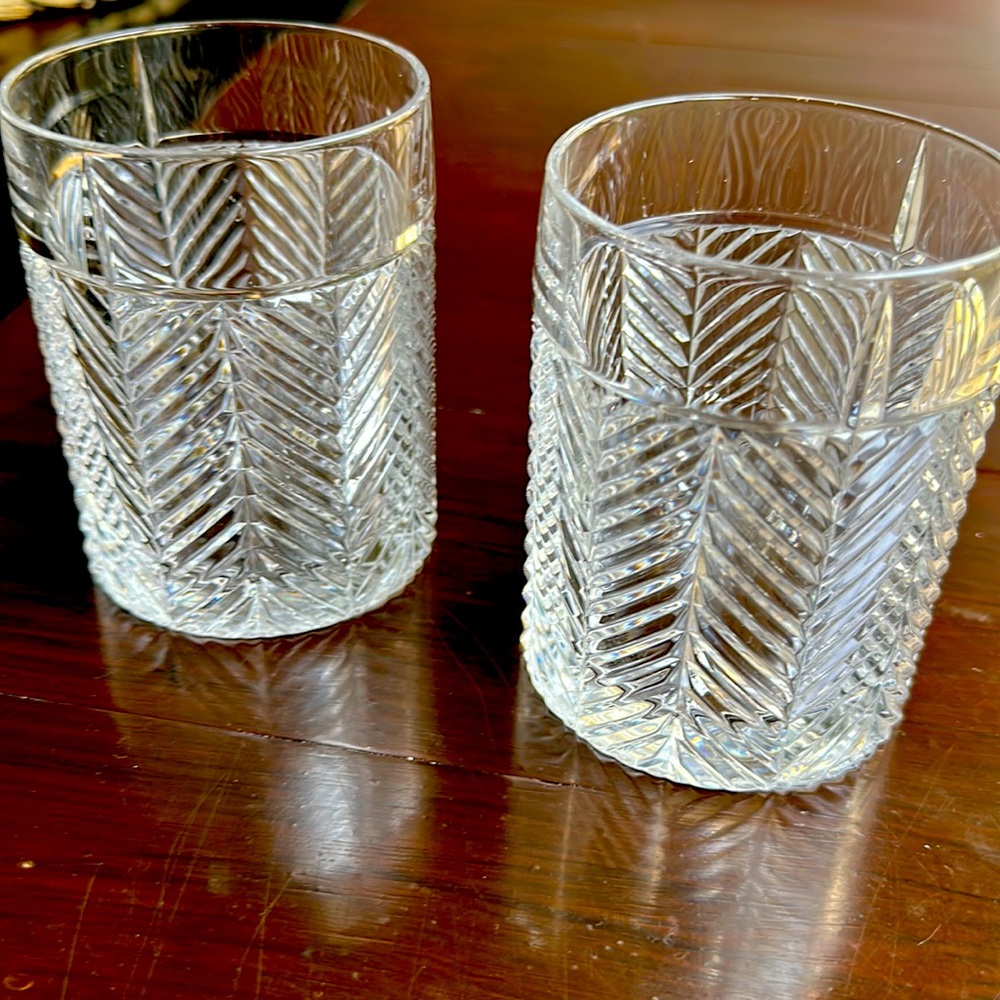Ralph Lauren Crystal, Herringbone Classic. Double Old Fashioned. Set of 2.